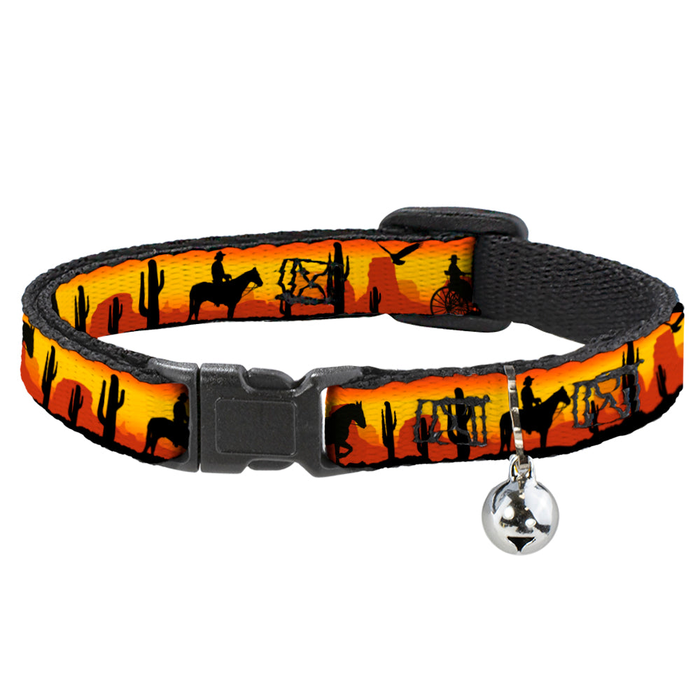 Cat Collar Breakaway - Cowboy Silhouette Western Landscape Reds Black Breakaway Cat Collars Buckle-Down   