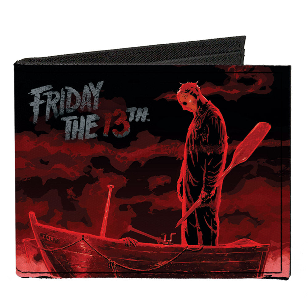 Canvas Bi-Fold Wallet - FRIDAY THE 13th Jason Boat Murder Black Reds White Canvas Bi-Fold Wallets Friday the 13th Default Title