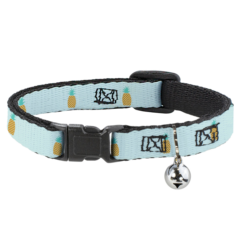 Cat Collar Breakaway - Pineapple Repeat Aqua Blue Breakaway Cat Collars Buckle-Down   