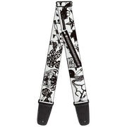 Guitar Strap - Madness White Black Guitar Straps Buckle-Down   