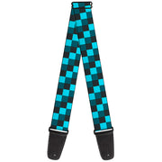 Guitar Strap - Checker Trio Baby Blue Black Turquoise Guitar Straps Buckle-Down   