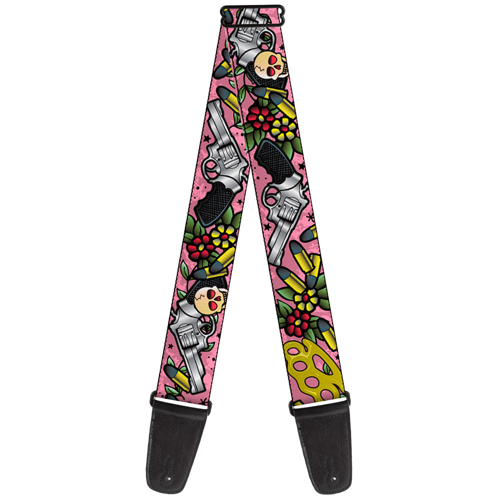 Guitar Strap - Born to Raise Hell CLOSE-UP Pink Guitar Straps Buckle-Down   