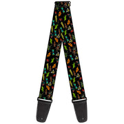 Guitar Strap - Insects Scattered Black Guitar Straps Buckle-Down   