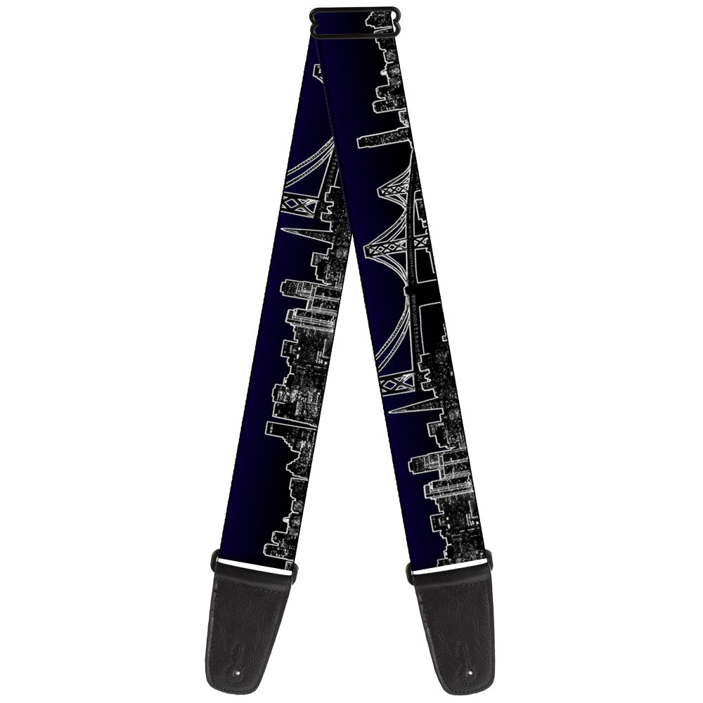 Guitar Strap - San Francisco Vivid Skyline Midnight Blue Guitar Straps Buckle-Down   
