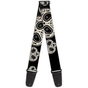 Guitar Strap - Panda Bear Sugar Skull Black White Guitar Straps Buckle-Down   