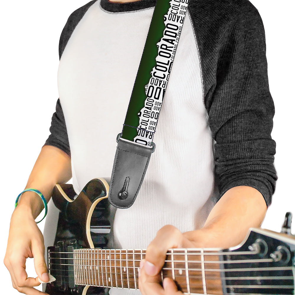 Guitar Strap - Colorado Mountains Green White Gray Text Guitar Straps Buckle-Down   