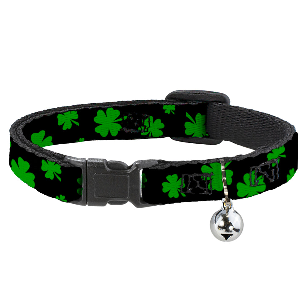 Cat Collar Breakaway - St. Pat's Clovers Scattered2 Black Green Breakaway Cat Collars Buckle-Down   