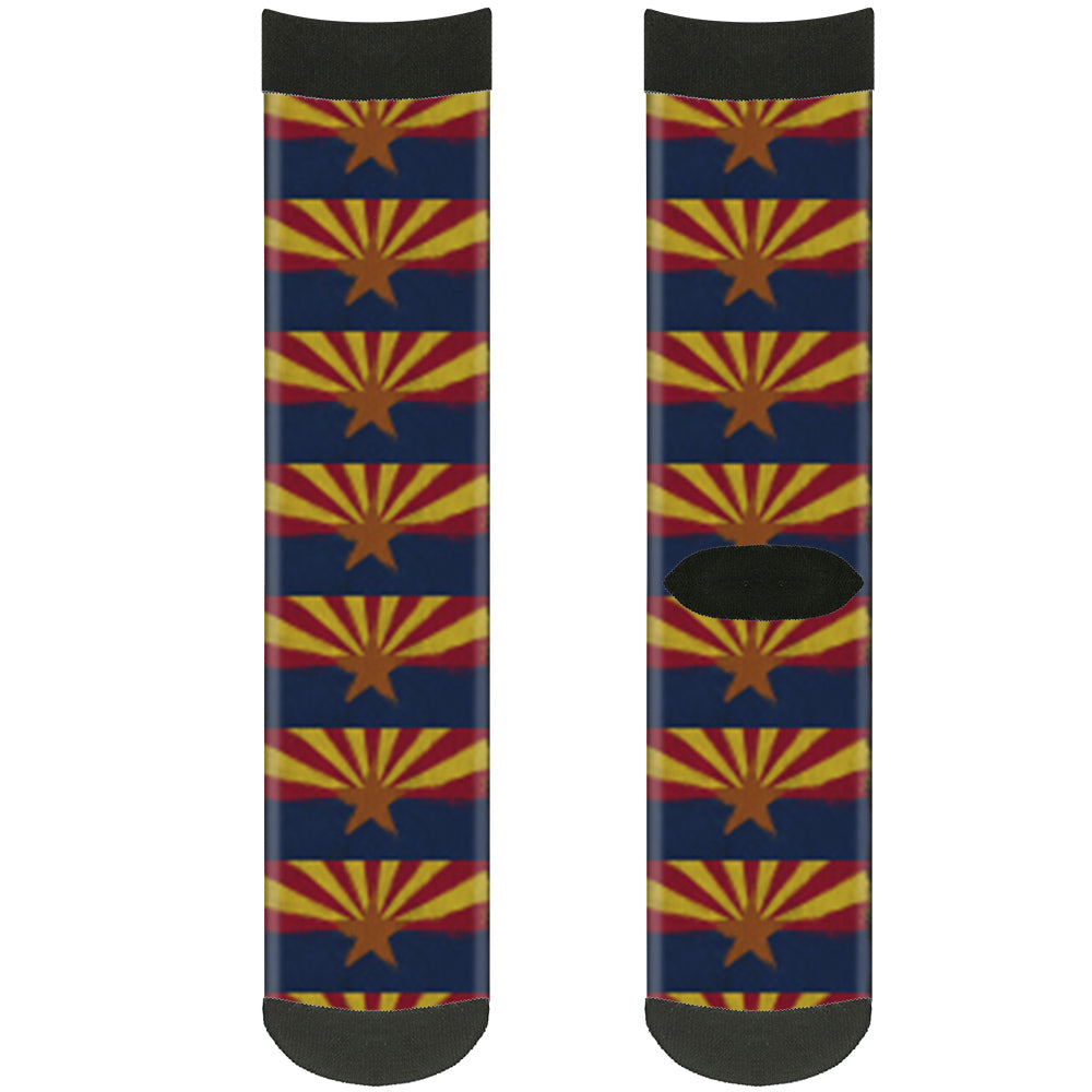 Sock Pair - Polyester - Arizona Flag Distressed Painting - CREW Socks Buckle-Down   