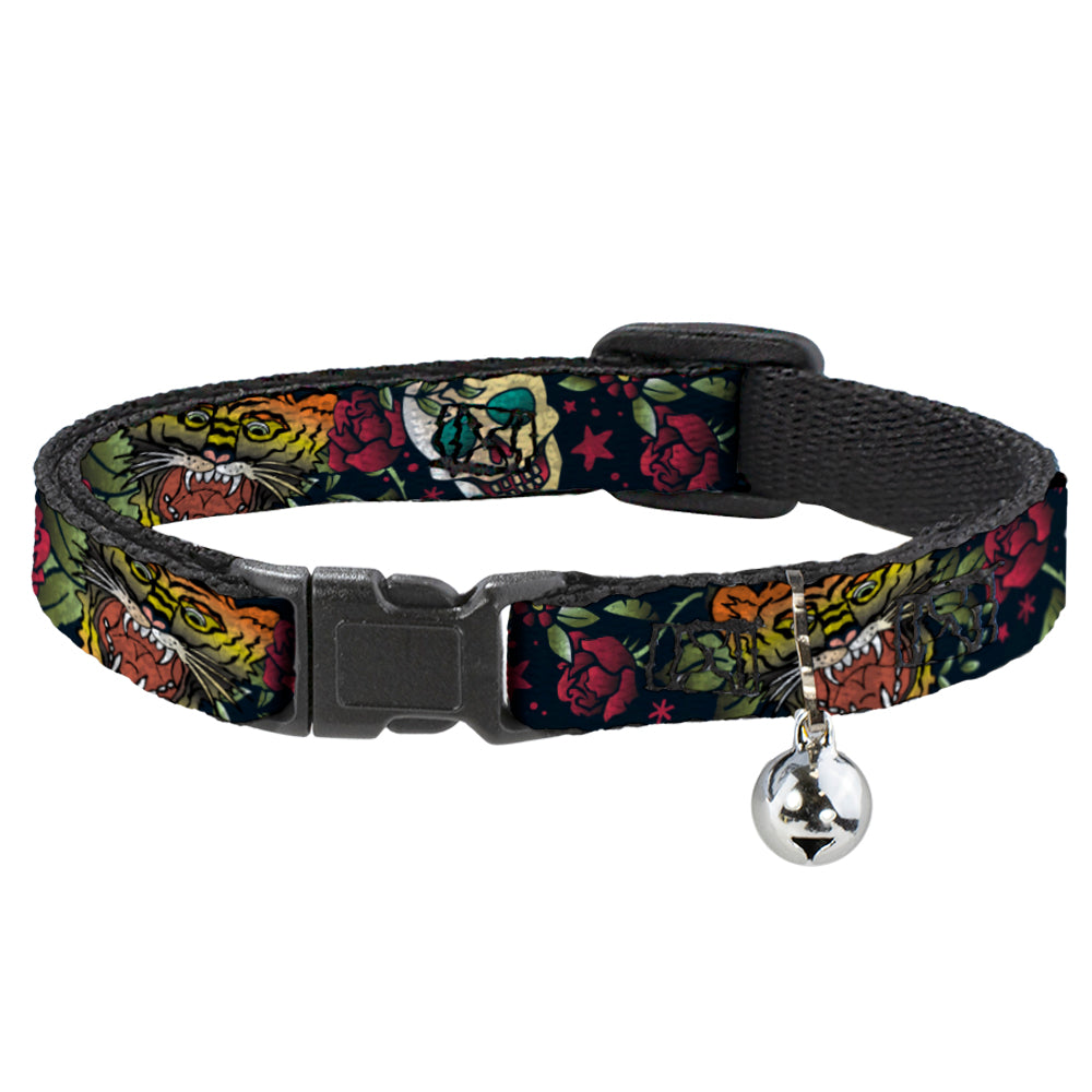 Cat Collar Breakaway - Death Before Dishonor CLOSE-UP Black Breakaway Cat Collars Buckle-Down   