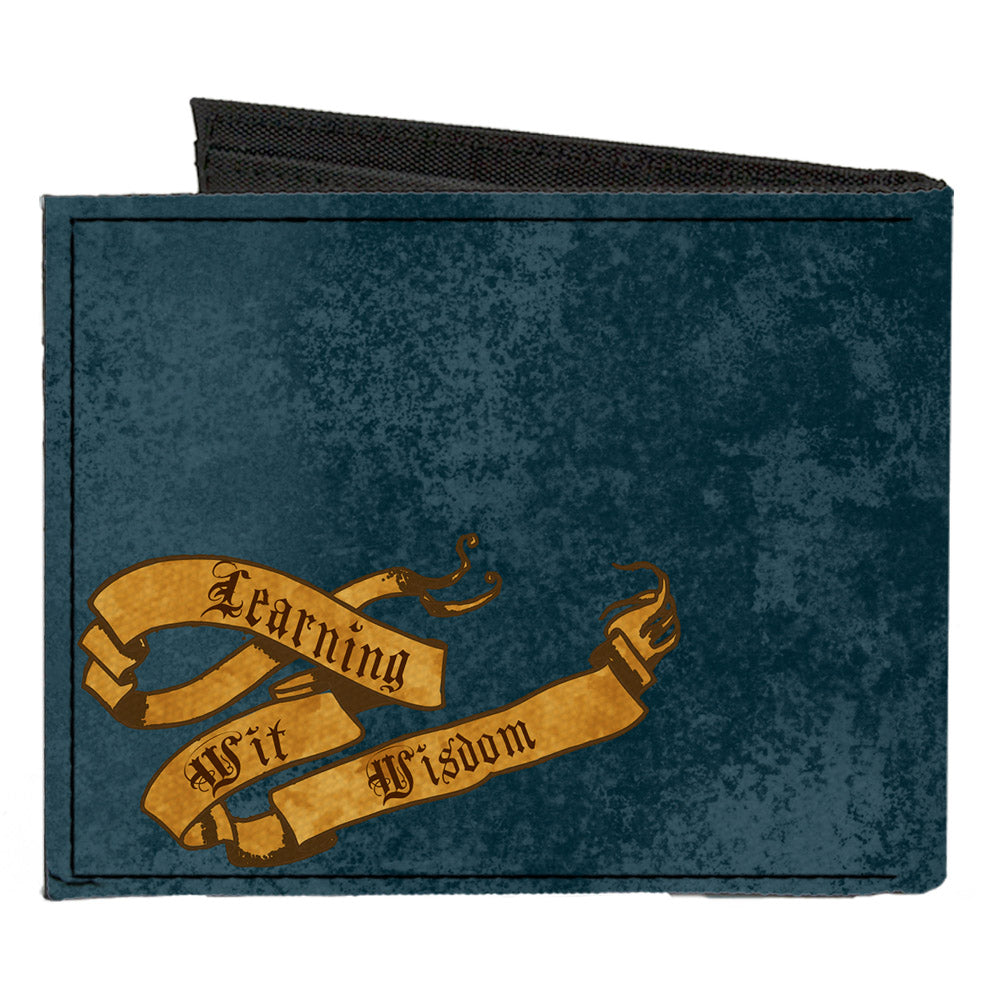 Canvas Bi-Fold Wallet - RAVENCLAW Eagle Crest + LEARNING WIT WISDOM Banner Blues Golds Canvas Bi-Fold Wallets Harry Potter