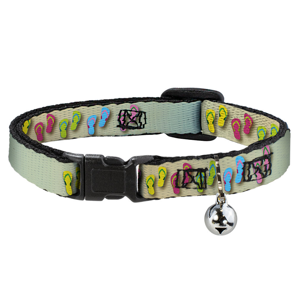 Cat Collar Breakaway - Flip Flops7 LIFE'S A BEACH Tan Aqua White Breakaway Cat Collars Buckle-Down   