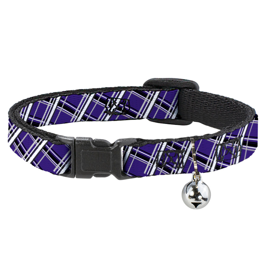 Cat Collar Breakaway - Houndstooth Gray Purple White Breakaway Cat Collars Buckle-Down   