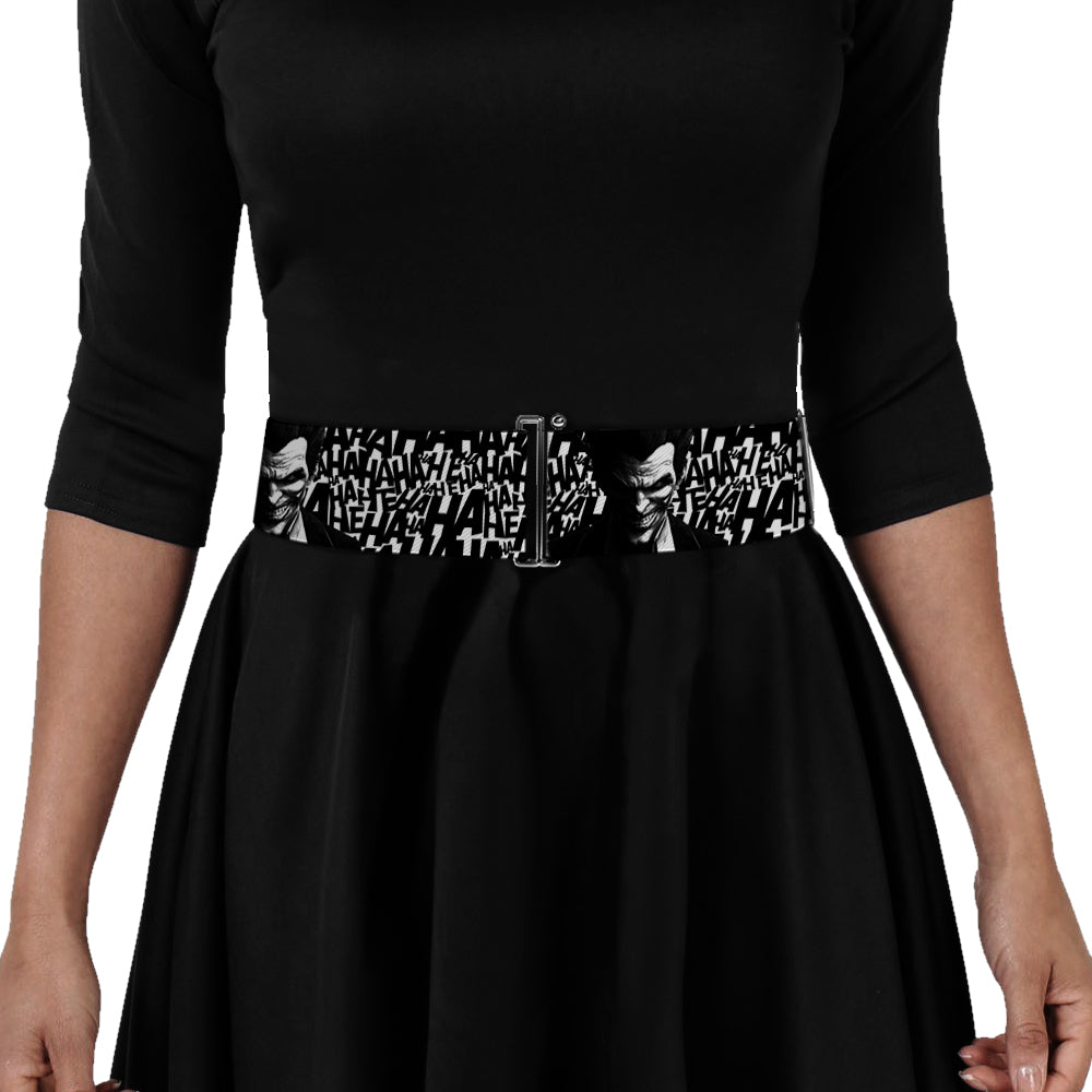 Cinch Waist Belt - Joker Arkham Origins Laughing Pose HAHAHA Repeat White Black Womens Cinch Waist Belts DC Comics   