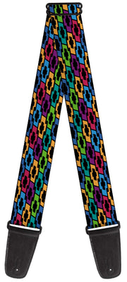 Guitar Strap - Chevy Bowties 5-Row Black Multi Color Guitar Straps GM General Motors   