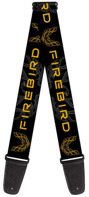 Guitar Strap - Pontiac FIREBIRD Logo Black Grays Golds Guitar Straps GM General Motors   