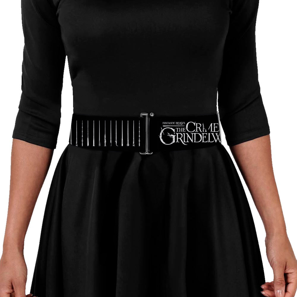 Cinch Waist Belt - FANTASTIC BEASTS THE CRIMES OF GRINDELWALD 10-Wands Charcoal White Womens Cinch Waist Belts Fantastic Beasts and Where to Find Them