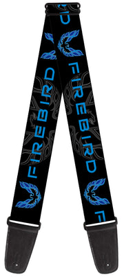 Guitar Strap - Pontiac FIREBIRD Logo Black Grays Blues Guitar Straps GM General Motors   