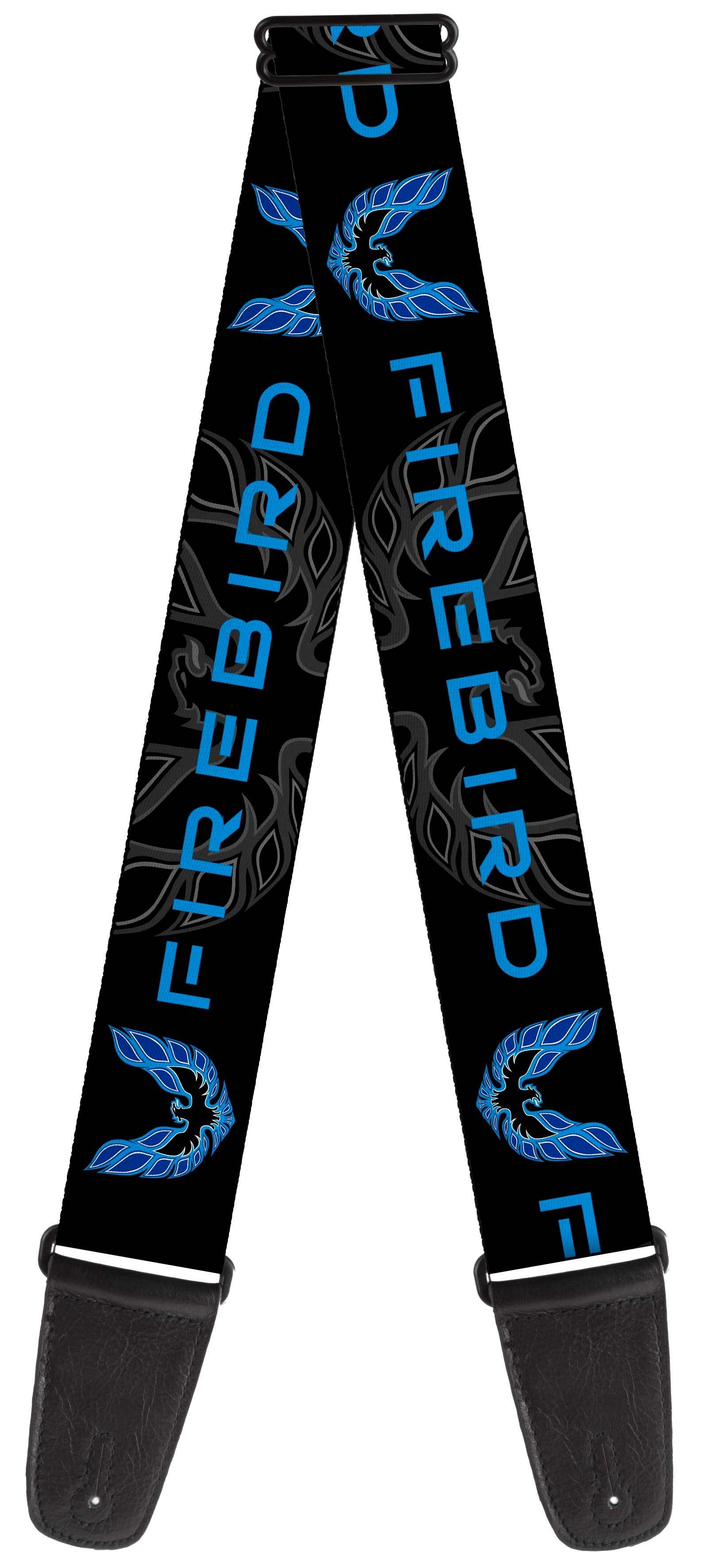 Guitar Strap - Pontiac FIREBIRD Logo Black Grays Blues Guitar Straps GM General Motors   