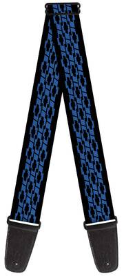 Guitar Strap - Chevy Bowties 3-Row Black Blue Guitar Straps GM General Motors   