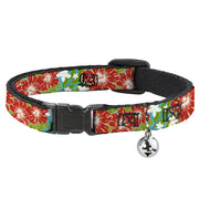 Cat Collar Breakaway - Hibiscus & Plumerias Turquoise Green Red White Breakaway Cat Collars Buckle-Down   