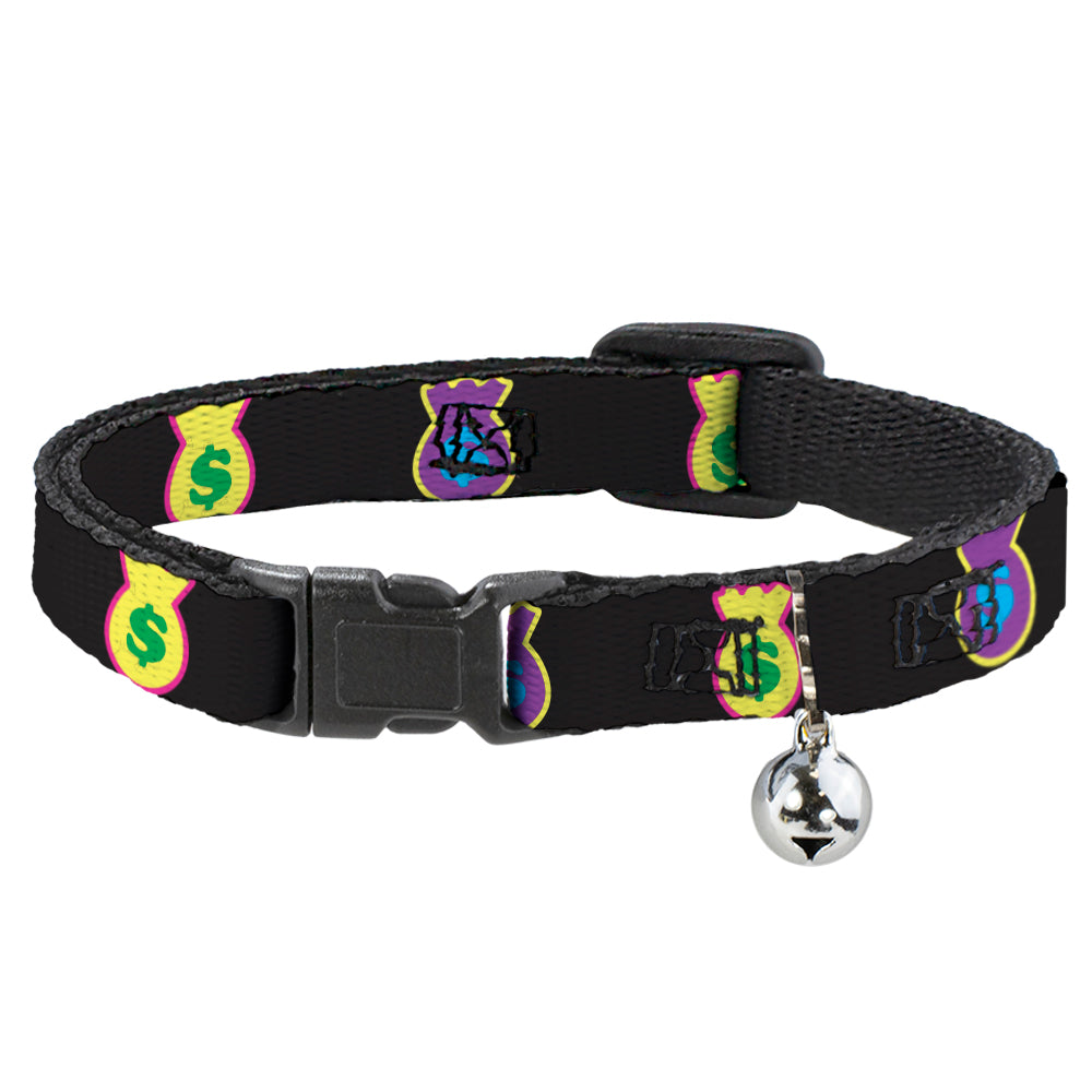 Cat Collar Breakaway - Money Bags Black Multi Color Breakaway Cat Collars Buckle-Down   