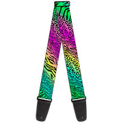 Guitar Strap - Animal Skins Rainbow Black Guitar Straps Buckle-Down   
