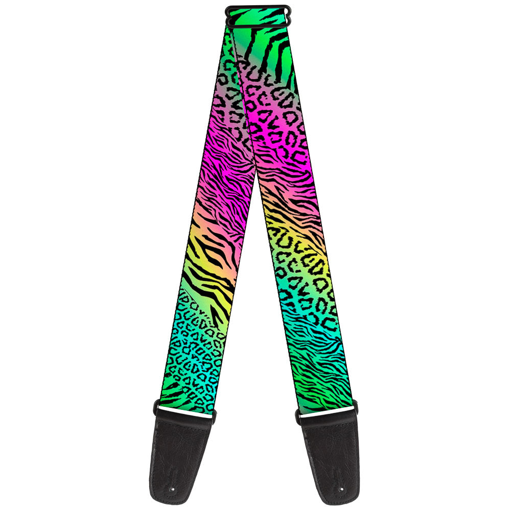 Guitar Strap - Animal Skins Rainbow Black Guitar Straps Buckle-Down   