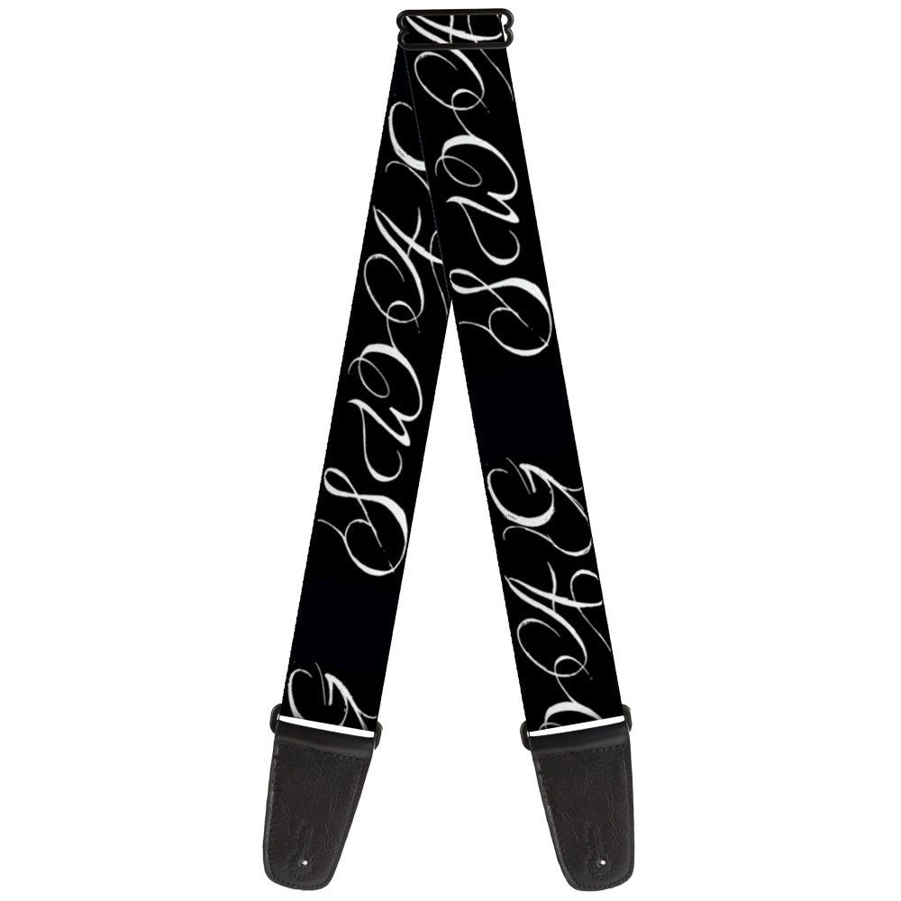 Guitar Strap - SWAG Script Black White Guitar Straps Buckle-Down   