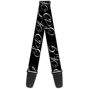 Guitar Strap - SWAG Script Black White Guitar Straps Buckle-Down   