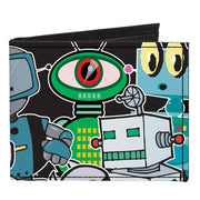 Canvas Bi-Fold Wallet - Robots CLOSE-UP Black Canvas Bi-Fold Wallets Buckle-Down   
