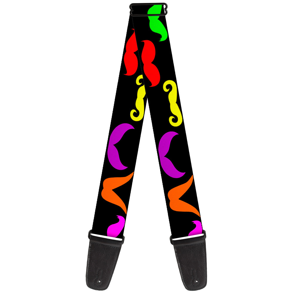 Guitar Strap - Mustaches Black Multi Color Guitar Straps Buckle-Down   