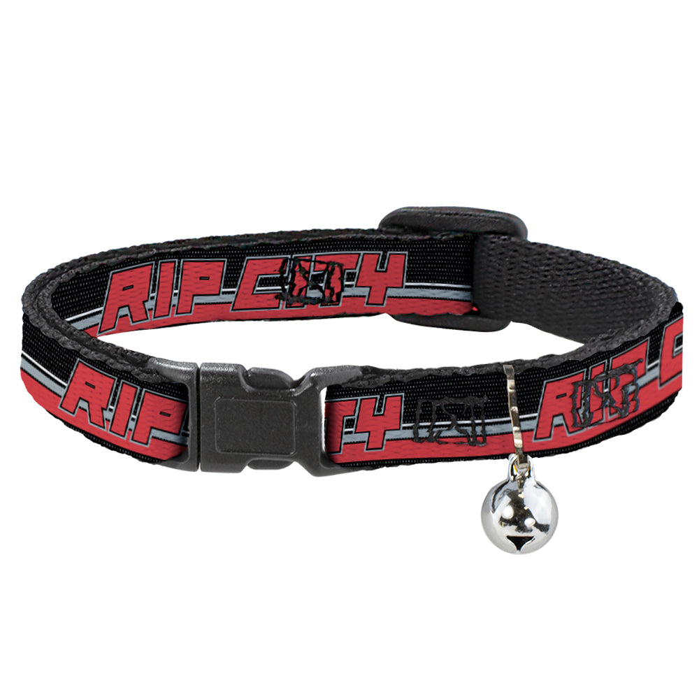 Cat Collar Breakaway - RIP CITY Stripe Mesh Black Gray Red Breakaway Cat Collars Buckle-Down   