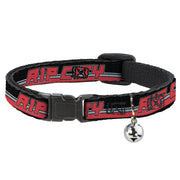 Cat Collar Breakaway - RIP CITY Stripe Mesh Black Gray Red Breakaway Cat Collars Buckle-Down   