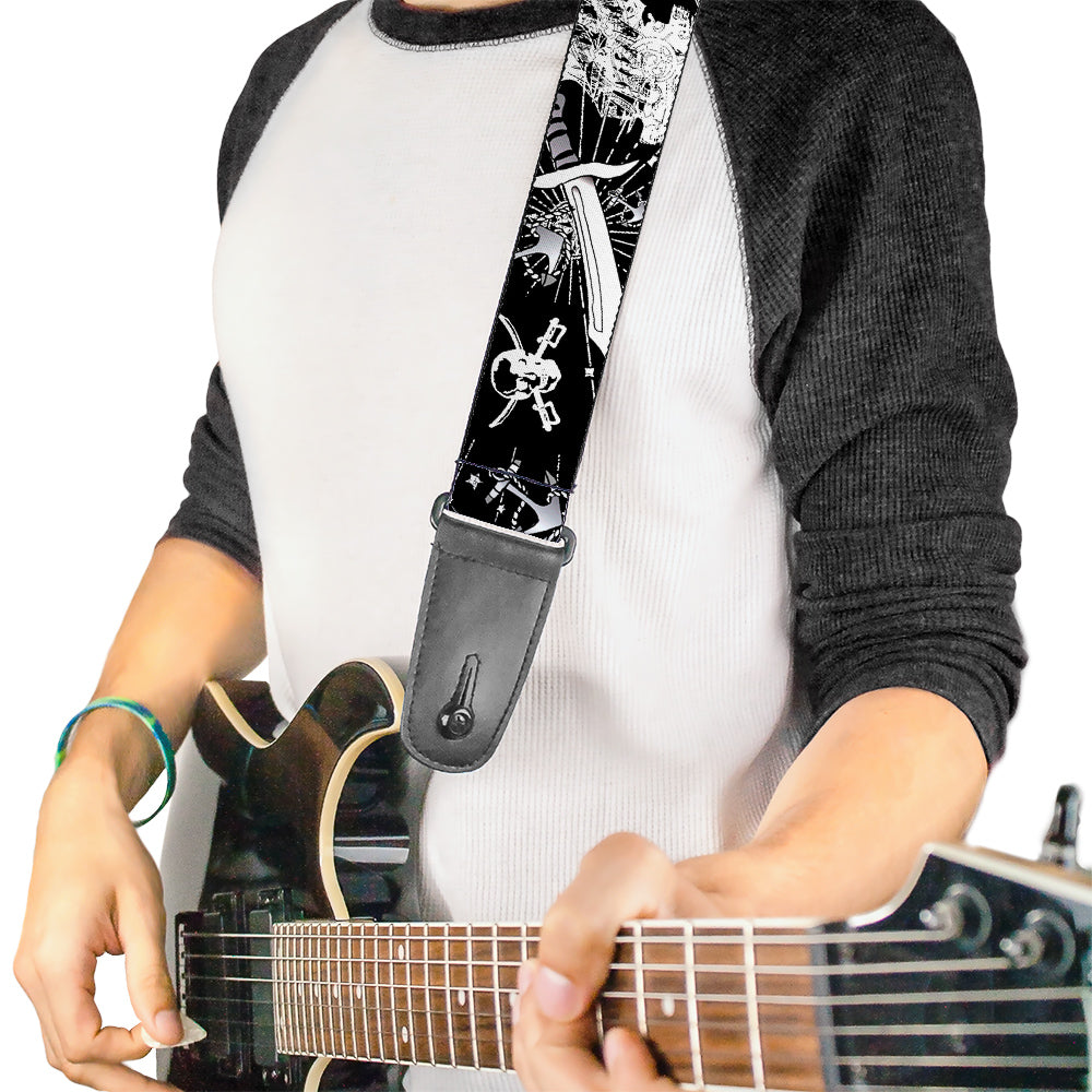 Guitar Strap - Dead Men Tell No Tales Black White Guitar Straps Buckle-Down   