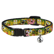 Cat Collar Breakaway with Bell - SpongeBob & Patrick Starfish Poses Pineapple Gold Breakaway Cat Collars SpongeBob SquarePants