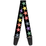 Guitar Strap - Nautical Star Black Multi Color Guitar Straps Buckle-Down   
