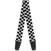 Guitar Strap - Checker Weathered2 Black White Guitar Straps Buckle-Down   