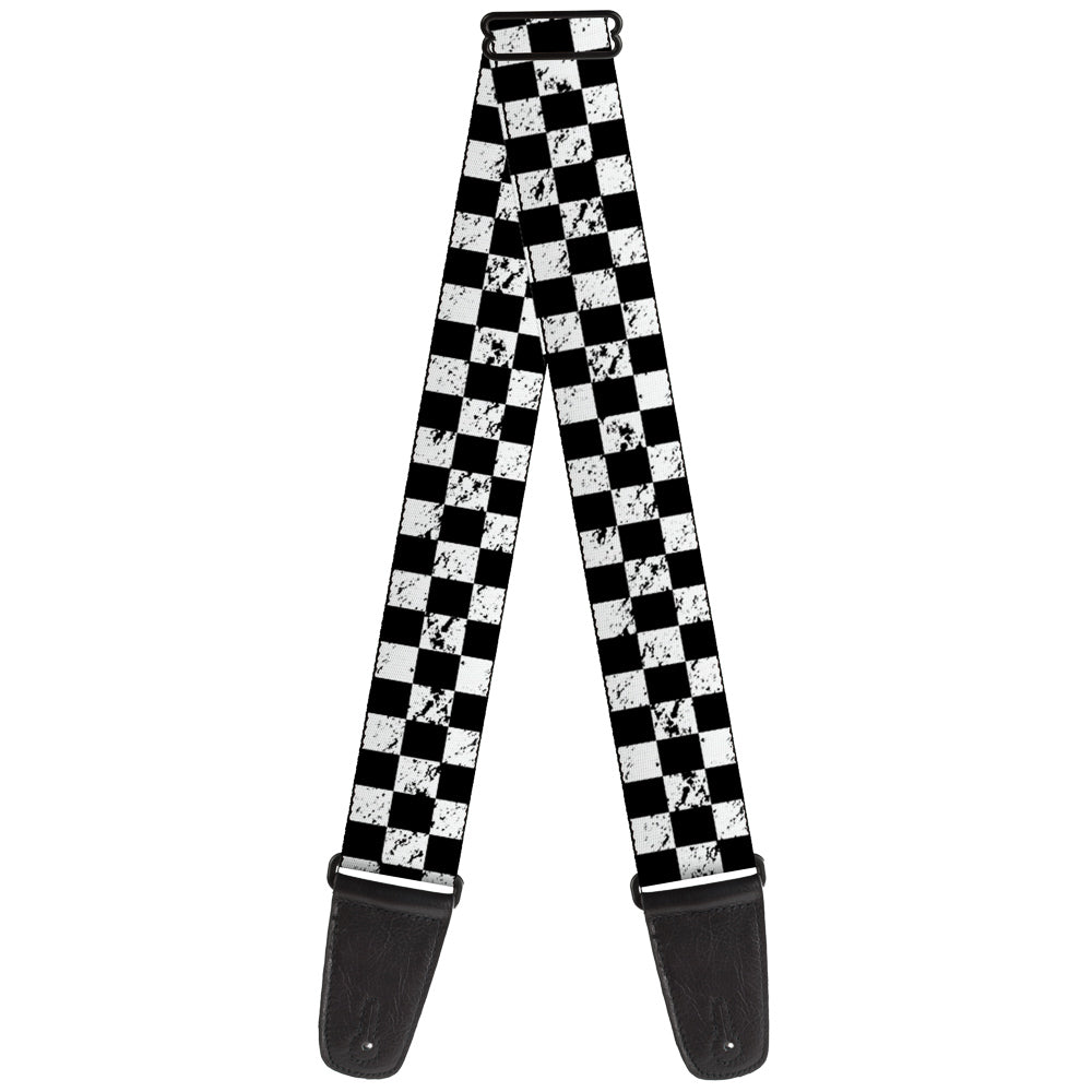 Guitar Strap - Checker Weathered2 Black White Guitar Straps Buckle-Down   