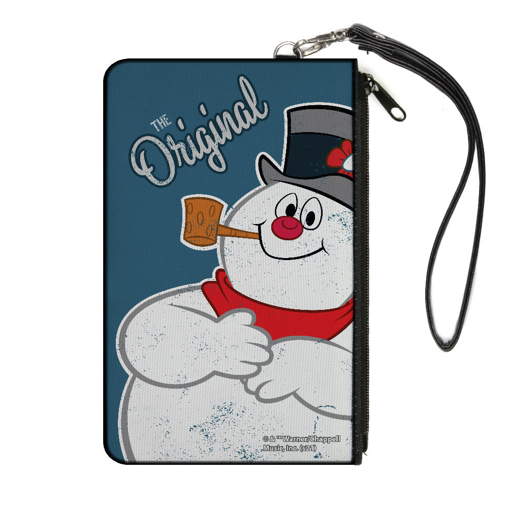 Canvas Zipper Wallet - LARGE - Frosty the Snowman THE ORIGINAL Smiling Pose Blue Canvas Zipper Wallets Frosty the Snowman