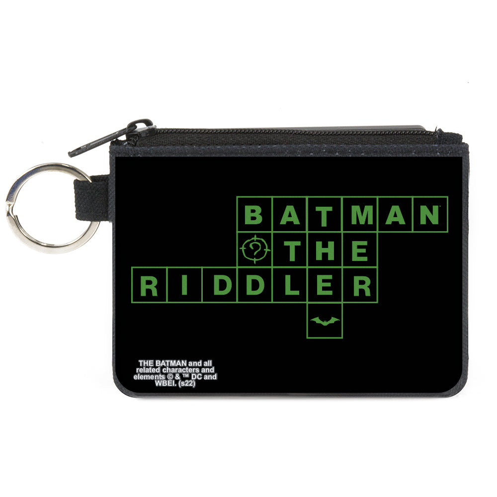 Canvas Zipper Wallet - MINI X-SMALL - The Batman Movie Crossword Puzzle Black Green Canvas Zipper Wallets DC Comics   