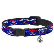 Cat Collar Breakaway - 'MERICA FUCK YEAH! USA Silhouette Blue White Red US Flag Breakaway Cat Collars Buckle-Down   