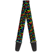Guitar Strap - Peace Heart Black Rainbow Ombre Guitar Straps Buckle-Down   