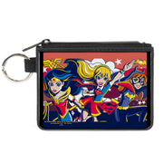 Canvas Zipper Wallet - MINI X-SMALL - DC Super Hero Girls Trio Group Pose Logo Reds Blues Canvas Zipper Wallets DC Comics   