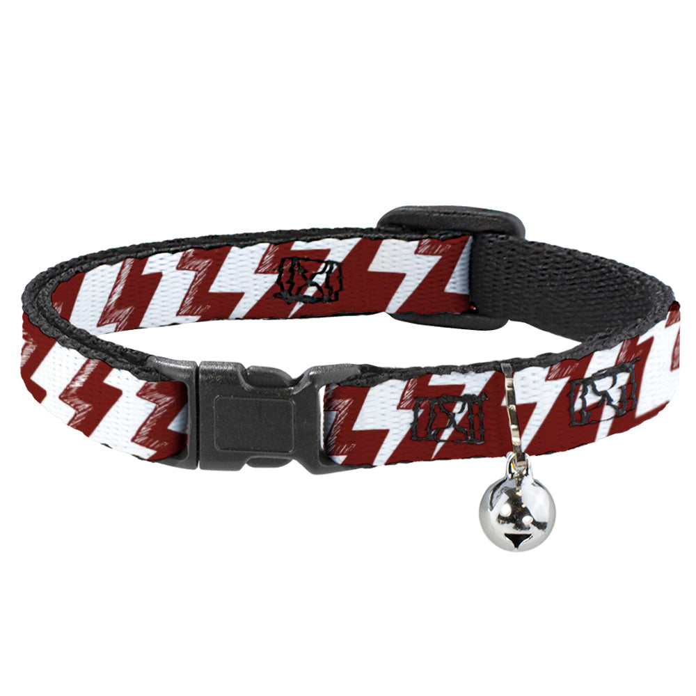 Cat Collar Breakaway - Lightning Bolts Sketch Red White Breakaway Cat Collars Buckle-Down   