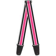 Guitar Strap - Stripes White Black White Pink Guitar Straps Buckle-Down   