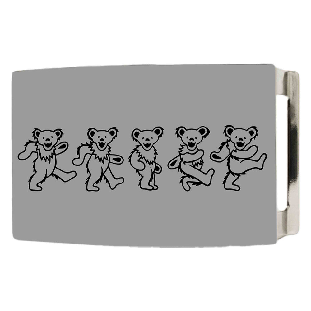 Dancing Bears Rock Star Buckle - Brushed Silver Belt Buckles Grateful Dead   
