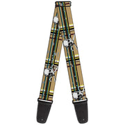 Guitar Strap - Skull & Cross Bones Plaid Tan Guitar Straps Buckle-Down   