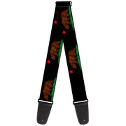 Guitar Strap - California Flag Bear Black Guitar Straps Buckle-Down   