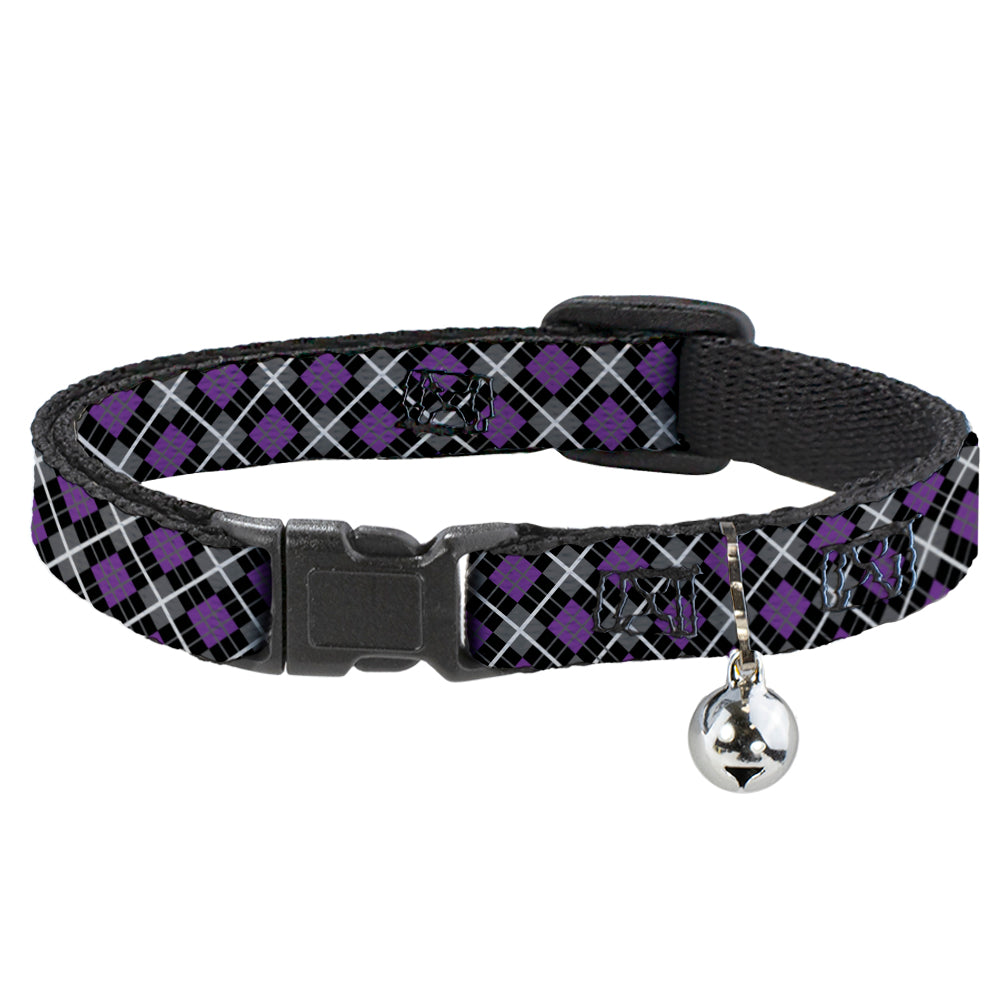 Cat Collar Breakaway - Argyle Black Gray Purple Breakaway Cat Collars Buckle-Down   