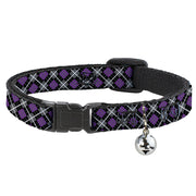 Cat Collar Breakaway - Argyle Black Gray Purple Breakaway Cat Collars Buckle-Down   